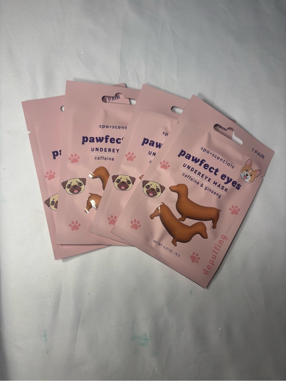 4 New Spa•sentials Pawfect Eyes Undereye Mask - Pink